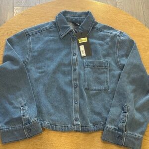 Future collective relaxed cropped denim jacket NWT SMALL